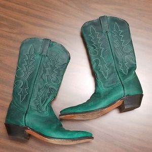 Code West Emerald Green Leather Cowboy Boots